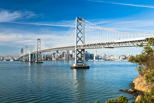 san francisco panorama - bay bridge san francisco county san francisco bay area landscaped stock-fotos und bilder