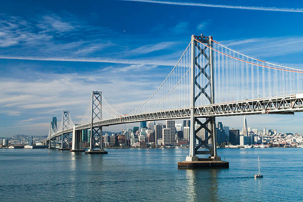 панорамный сан-франциско - bay bridge san francisco county san francisco bay area landscaped стоковые фото и изображения