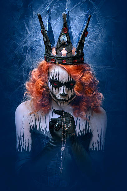 Queen of death, scary halloween female stock photo