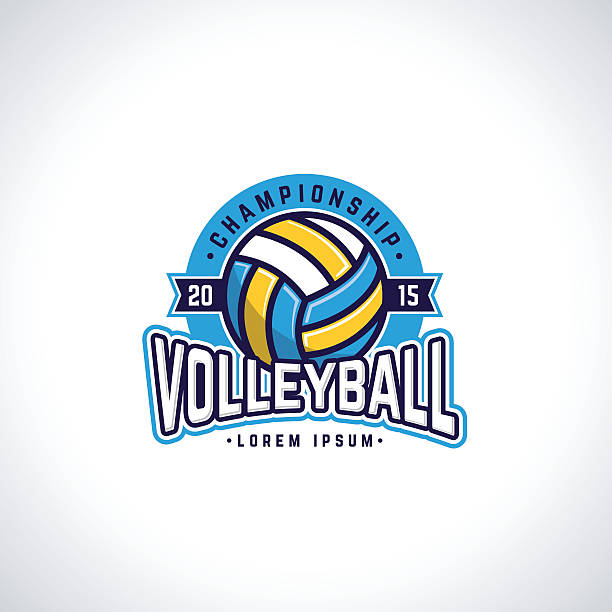 Volleyball Vector volleyball championship badge with ball. Sport badge for tournament or championship. high school sports stock illustrations