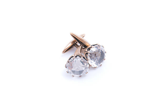 istock Vintage cufflinks with large transparent stone. 495037006