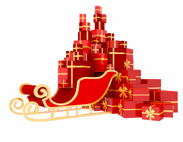 istock Santa's Sleigh and Gift Box isolated on white Background 495037888