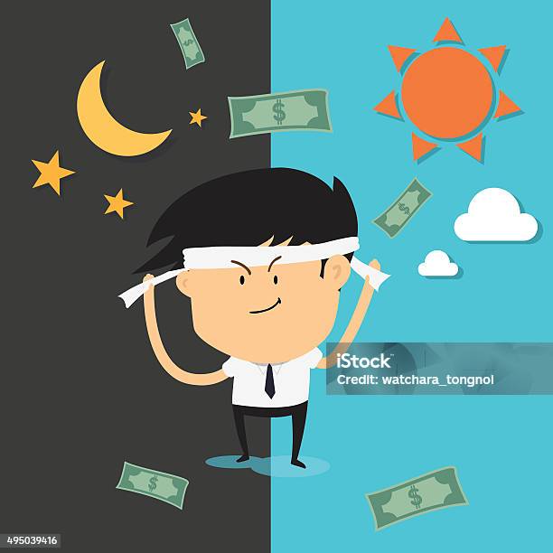 Man Work Hard And Money Bonus Stock Illustration - Download Image Now - 2015, Adult, Bonus Pay