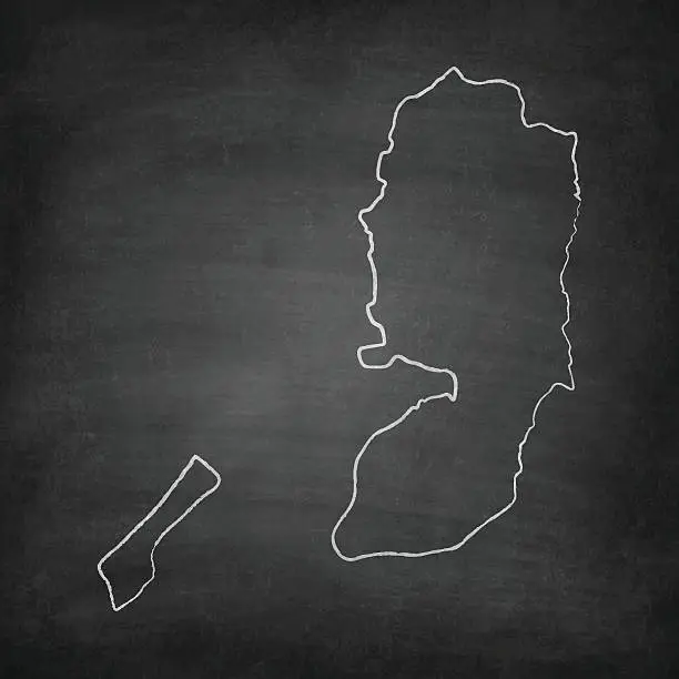 Vector illustration of Palestinian Territories Map on Blackboard - Chalkboard