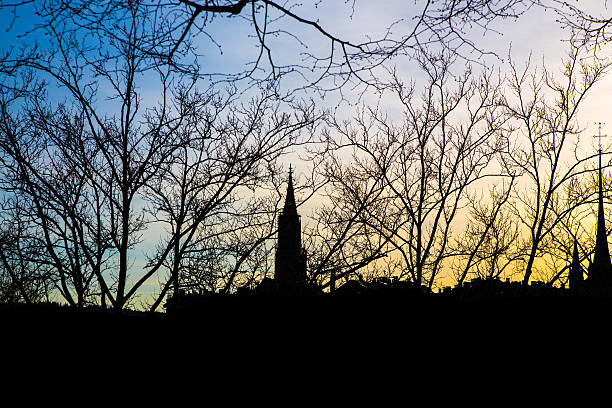 silhouette sunset at Bern, Switzerland