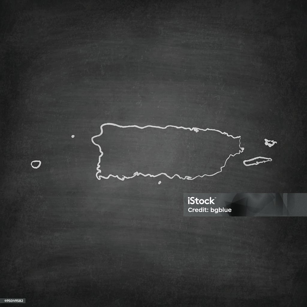 Puerto Rico Map on Blackboard - Chalkboard Map of Puerto Rico on a blackboard texture with chalk traces. Antilles stock vector
