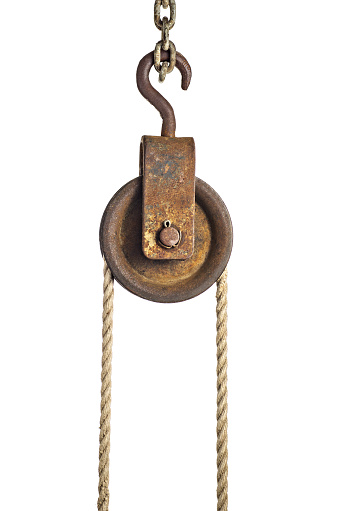 Old pulley with rope