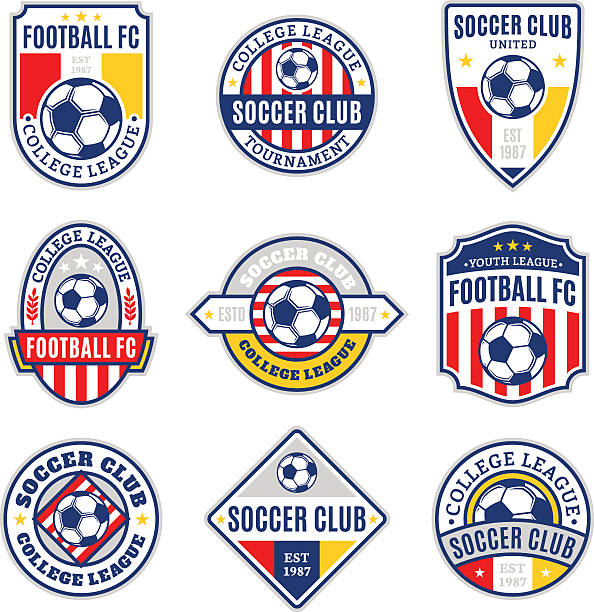 illustrations, cliparts, dessins animés et icônes de ensemble de soccer football club label - sports uniform football university casual