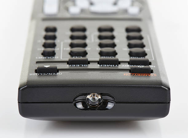 istock Remote control keypad black in closeup on white isolated 495054927