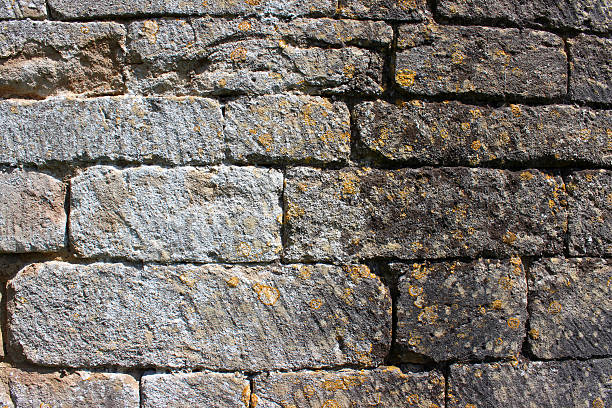 istock Ancient cobblestone brick wall, part of medieval castle ruins 495055201