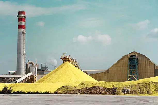 A Yellow Pile of Sulfur Produced in an Industrial Facility