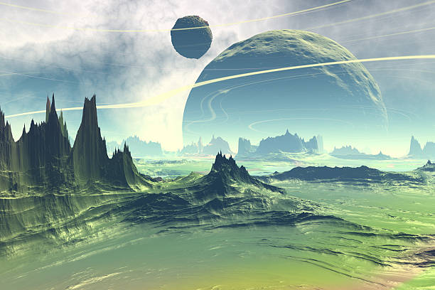 istock Fantasy alien planet. Rocks and sky 495055592