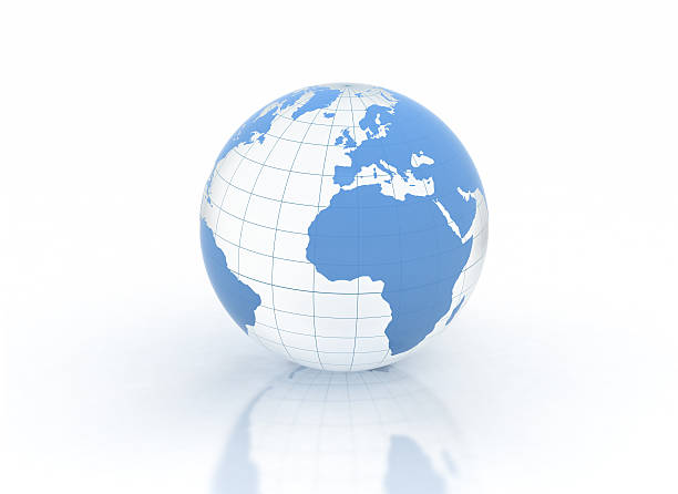 istock Blue glossy glass world globe Europe 495056760