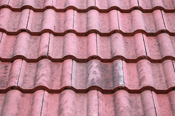 istock Weathered of old roof tiles. 495056778