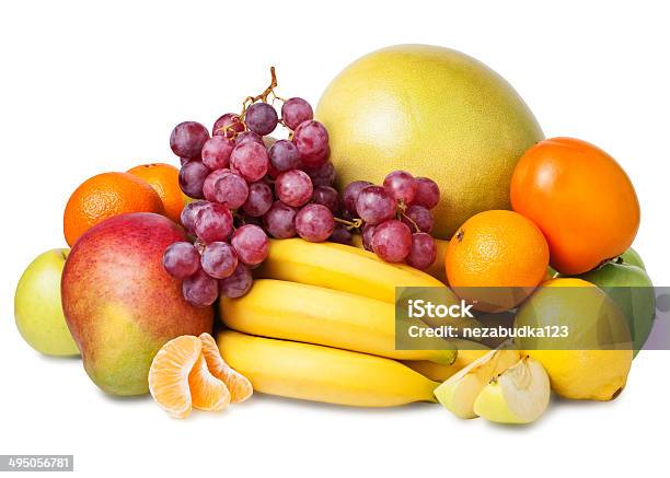 Fresh Fruits Isolated On A White Background Set Of Different Fresh Fruits Stock Photo - Download Image Now