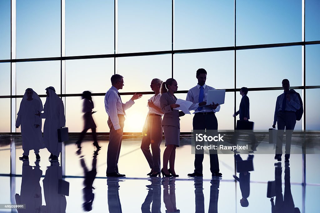 Silhouettes of Business People Working Business Person Stock Photo