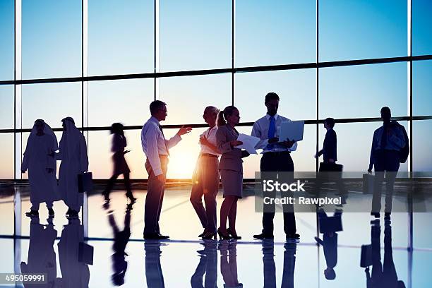 Silhouettes Of Business People Working Stock Photo - Download Image Now - Business Person, Walking, Businessman