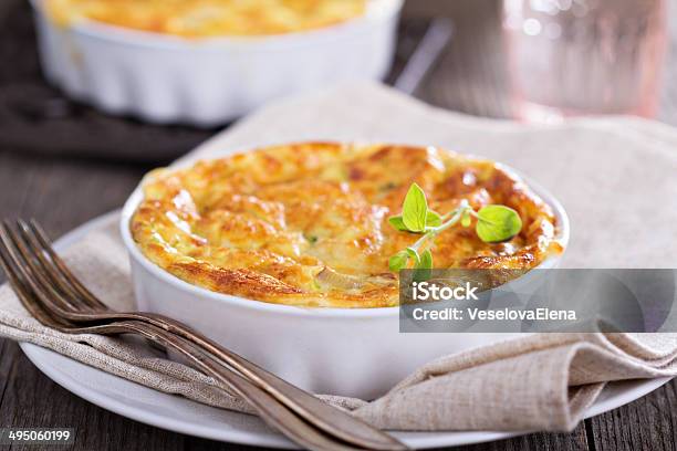 Zucchini And Onion Bake Stock Photo - Download Image Now - Baking, Egg - Food, Savory Souffle