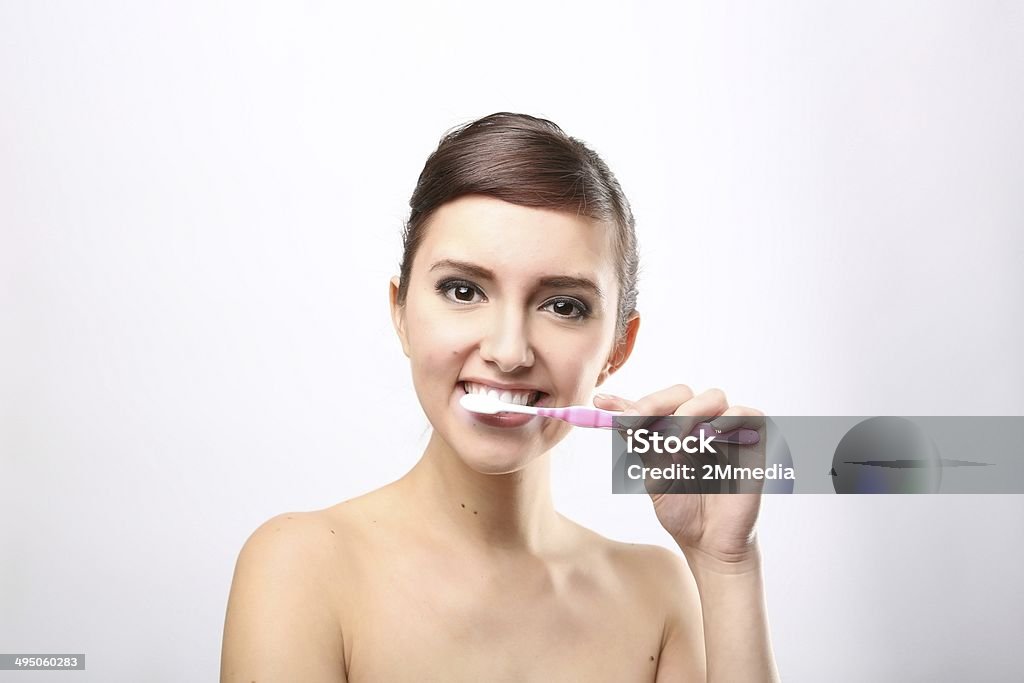 Zahnpflege - Lizenzfrei Braunes Haar Stock-Foto