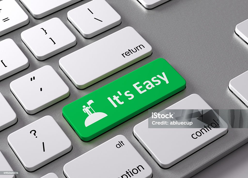 It’s easy A keyboard with a green button It’s easy Effortless Stock Photo