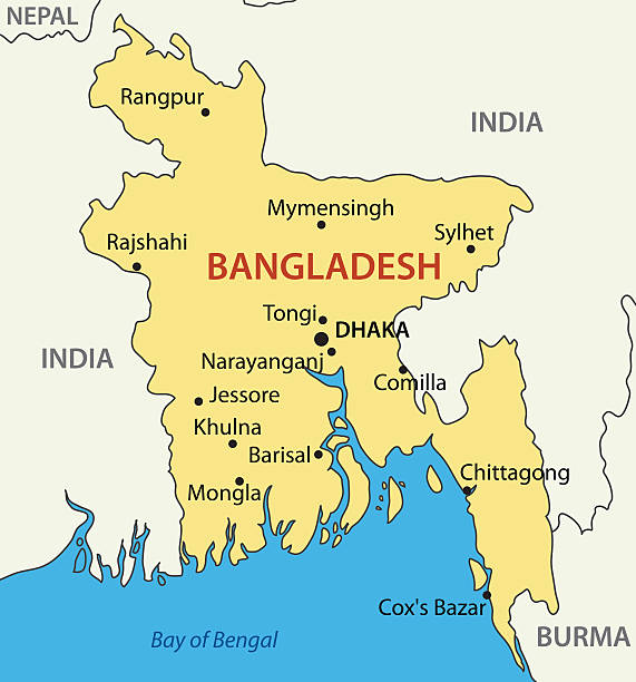 ilustraciones, imágenes clip art, dibujos animados e iconos de stock de república popular de bangladesh-vector map - bangladesh map