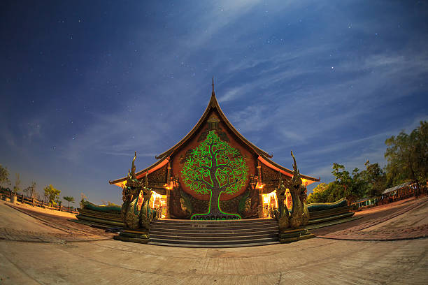 istock Sirindhornwararam Temple , Ubon Ratchathani at full moon night,Thailand 495065334
