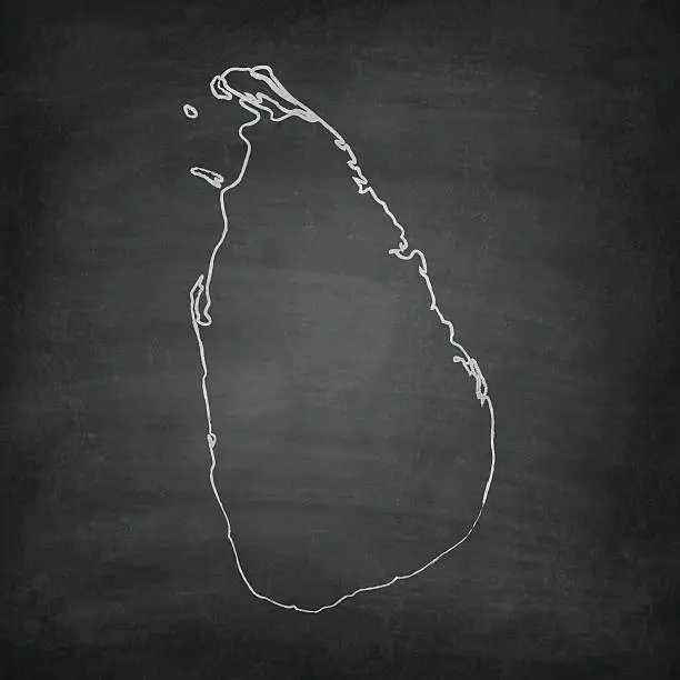 Vector illustration of Sri Lanka Map on Blackboard - Chalkboard