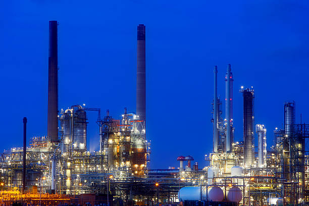 istock Petrochemical Plant Illuminated at Dusk 495068544