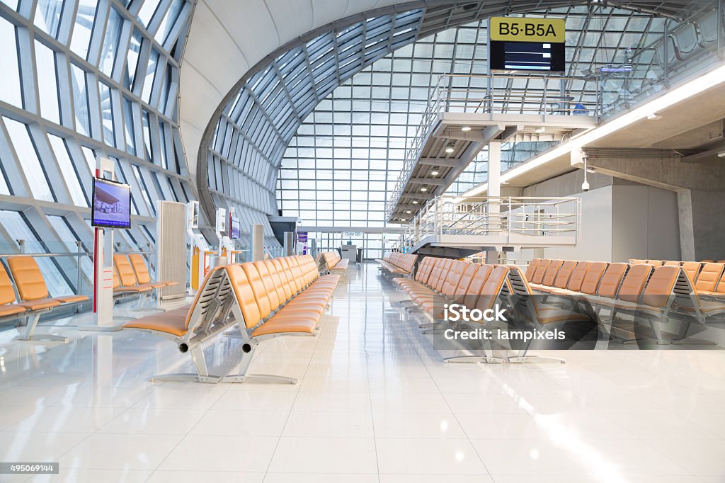 Wartebereich Flughafen Suvarnabhumi Bangkok - Lizenzfrei Flughafen Stock-Foto