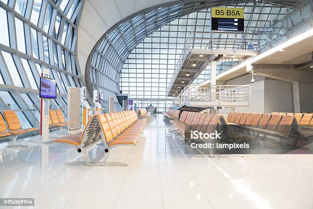 Waiting Area Suvarnabhumi Airport Bangkok Stock Photo - Download Image Now - Airport, Suvarnabhumi Airport, Bangkok