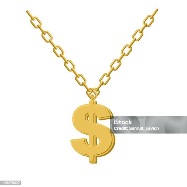 Gold Dollar On Chain Decoration For Rap Artists Stock Illustration - Download Image Now - Necklace, Gangster, Pimp