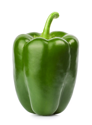 vertical  green pepper isolated on a white background