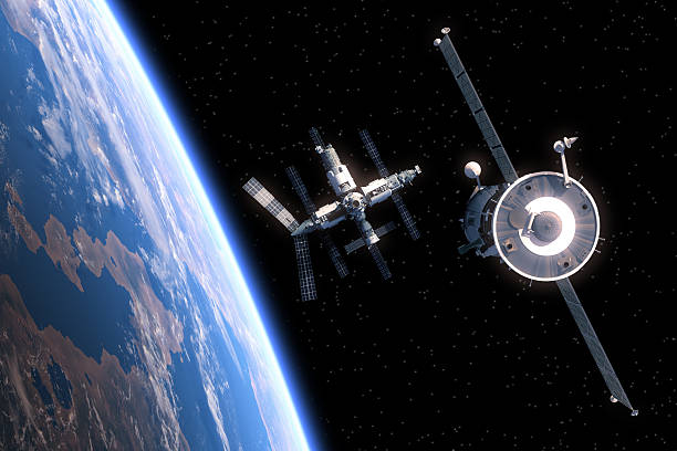 istock The Spacecraft Flies To Space Station 495071134