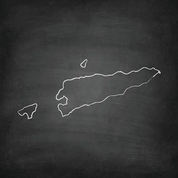 Vector illustration of Timor-Leste (East Timor) Map on Blackboard - Chalkboard