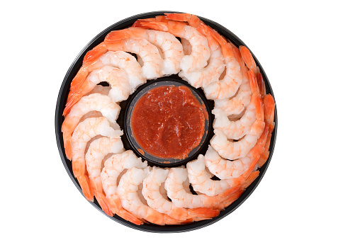 isolated top view shrimp ring on white 