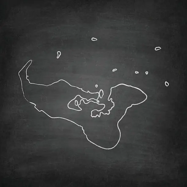 Vector illustration of Tonga Map on Blackboard - Chalkboard