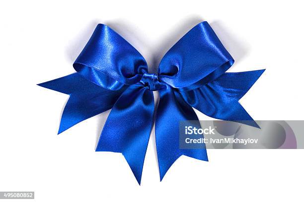 Decorative Blue Satin Bow Stock Photo - Download Image Now - Blue, Tied Bow, 2015