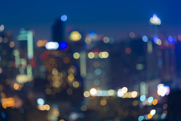 istock Abstract blurred bokeh big city lights at night 495093990