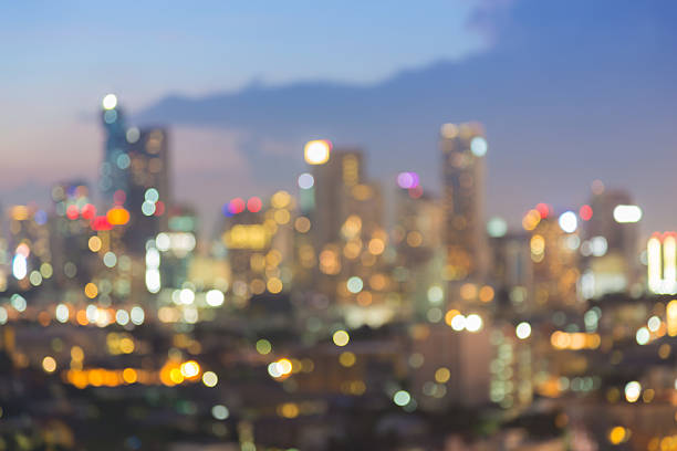istock Blurred abstract background aerial view city at night 495094200