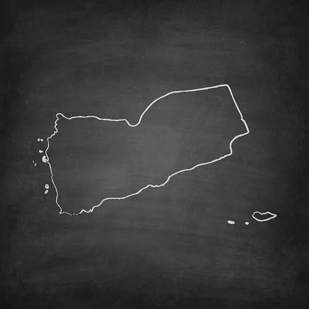 Vector illustration of Yemen Map on Blackboard - Chalkboard