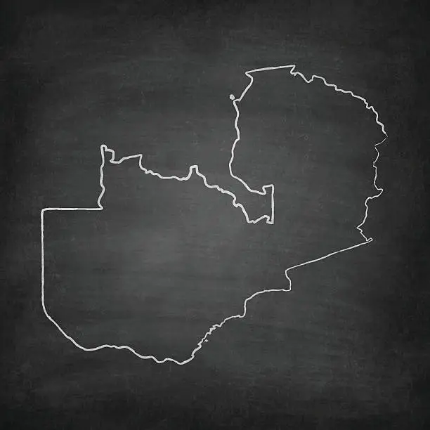 Vector illustration of Zambia Map on Blackboard - Chalkboard