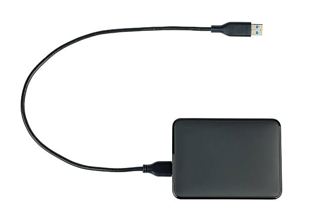 black externe festplatte - usb cable cable black isolated stock-fotos und bilder