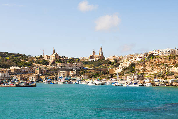 Port of Mgarr on the small island of Gozo, Malta. Port of Mgarr on the small island of Gozo, Malta. mgarr malta island gozo cityscape with harbor stock pictures, royalty-free photos & images