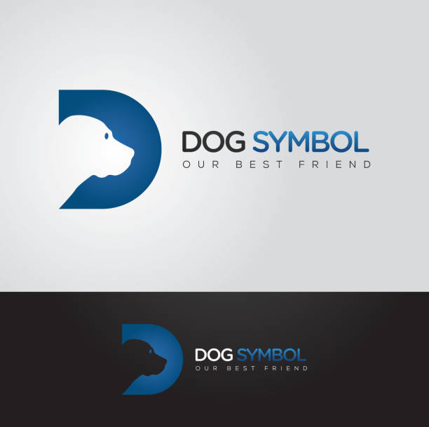 Simple and clever vector graphic Dog and D letter symbol Dog concept vector symbol icon or Logo Template with sample text. kvass stock illustrations