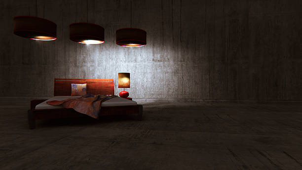 istock Modern bedroom with retro lamps 495096910