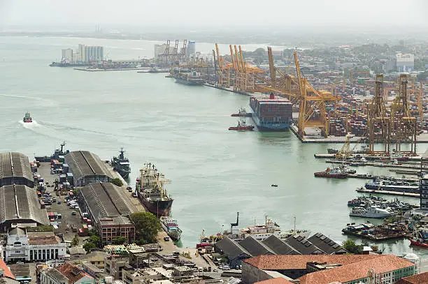 Aerial view of Port of Colombo, Sri Lanka