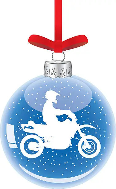 Vector illustration of Motorcycle Christmas Ornament