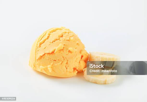 Scoop Of Orange Ice Cream Stock Photo - Download Image Now - 2015, Appetizer, Close To