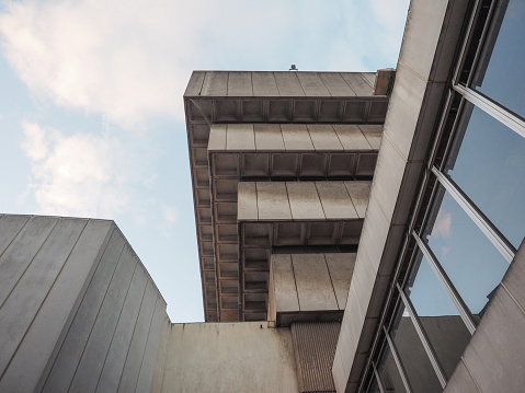 Birmingham, UK - September 24, 2015: Birmingham Central Library iconic masterpiece of New Brutalism designed by John Madin in 1974 is now threated of demolition after the construction of a new library