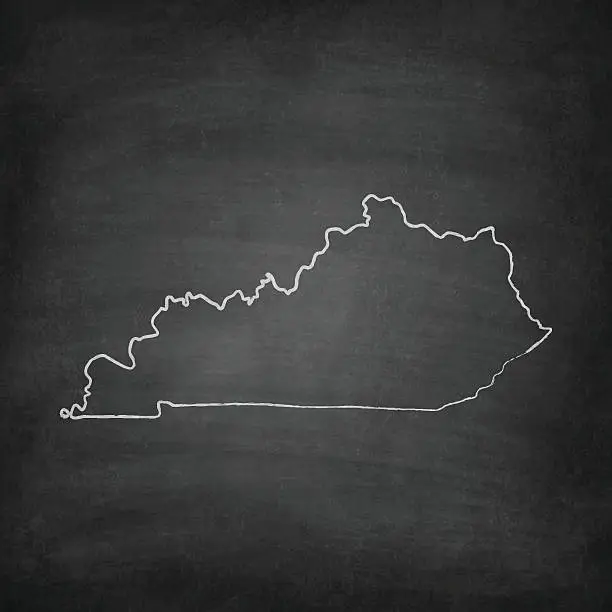 Vector illustration of Kentucky Map on Blackboard - Chalkboard